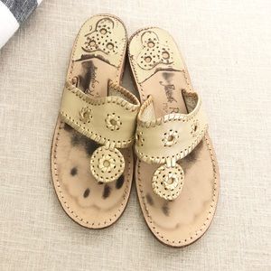 Jack Rogers Beige Gold Leather Sandals size 7